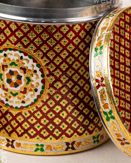 Meenakari Dabba - 10.5 inch (Red) - WL1426 Containers