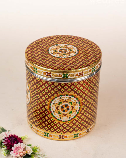 Meenakari Dabba - 10.5 inch (Red) - WL1426 Containers