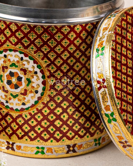 Meenakari Dabba - 10.5 inch (Red) - WL1426 Containers