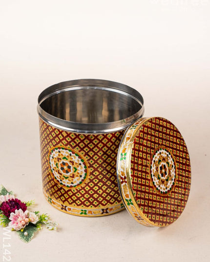 Meenakari Dabba - 10.5 inch (Red) - WL1426 Containers