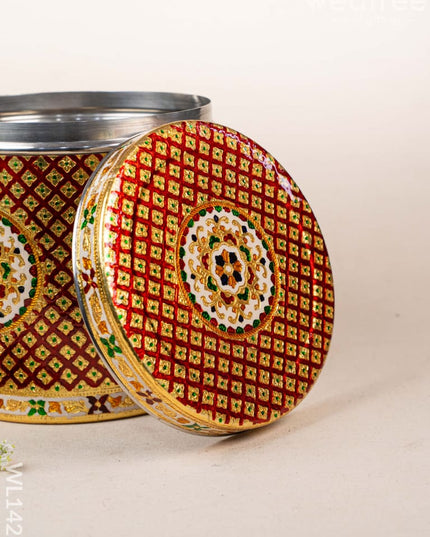 Meenakari Dabba - 10.5 inch (Red) - WL1426 Containers