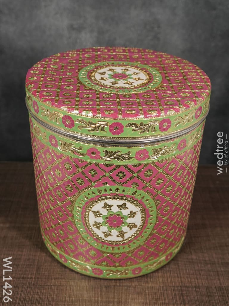 Meenakari Dabba 10Inches (Red) - Wl1426 Containers