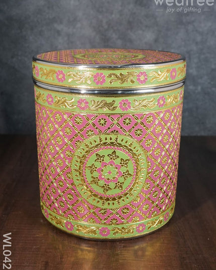 Meenakari Dabba With Floral Design Wl0426 Containers