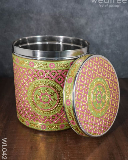 Meenakari Dabba With Floral Design Wl0426 Containers