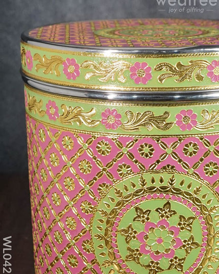 Meenakari Dabba With Floral Design Wl0426 Containers