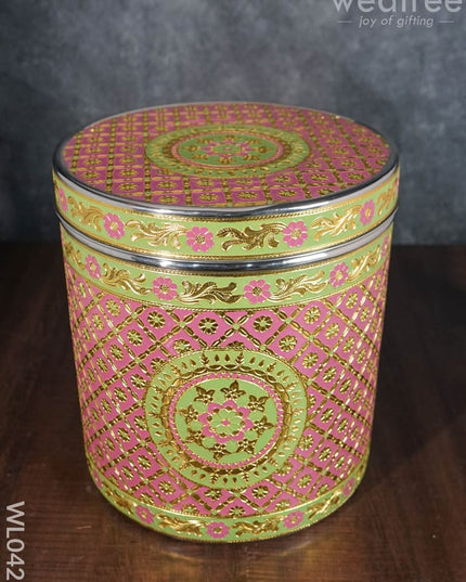 Meenakari Dabba With Floral Design Wl0426 Containers