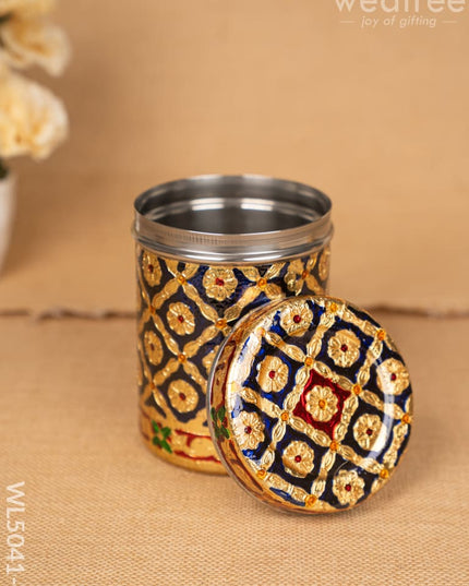 Meenakari Dabba - 6 inch - Blue - WL5041-1 Containers