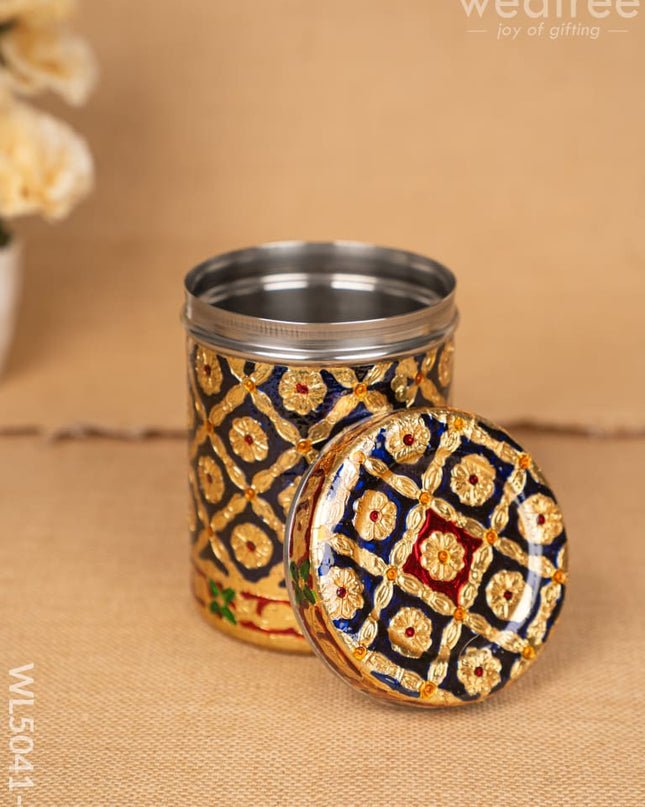 Meenakari Dabba - 6 inch - Blue - WL5041-1 Containers