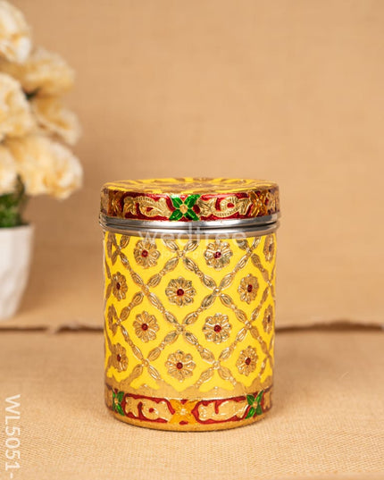 Meenakari Dabba - 6 inch - Yellow - WL5051-1 Containers