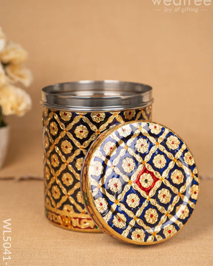 Meenakari Dabba - 8 inch - Blue - WL5041-2 Containers