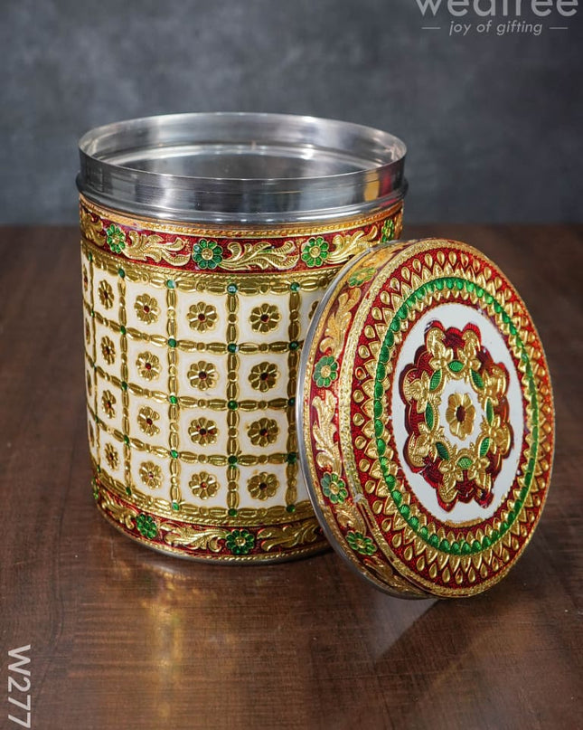 Minakari Dabba - 7 Inch- W2776 Meenakari Containers