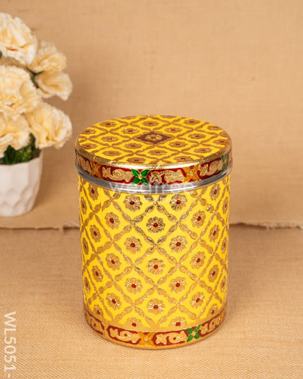 Meenakari Dabba - 8 inch - Yellow - WL5051-2 Containers