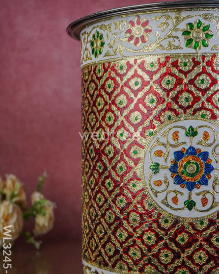 Meenakari Drum With Lid - Red 14 Inch Wl3245-3 Wedding Essentials