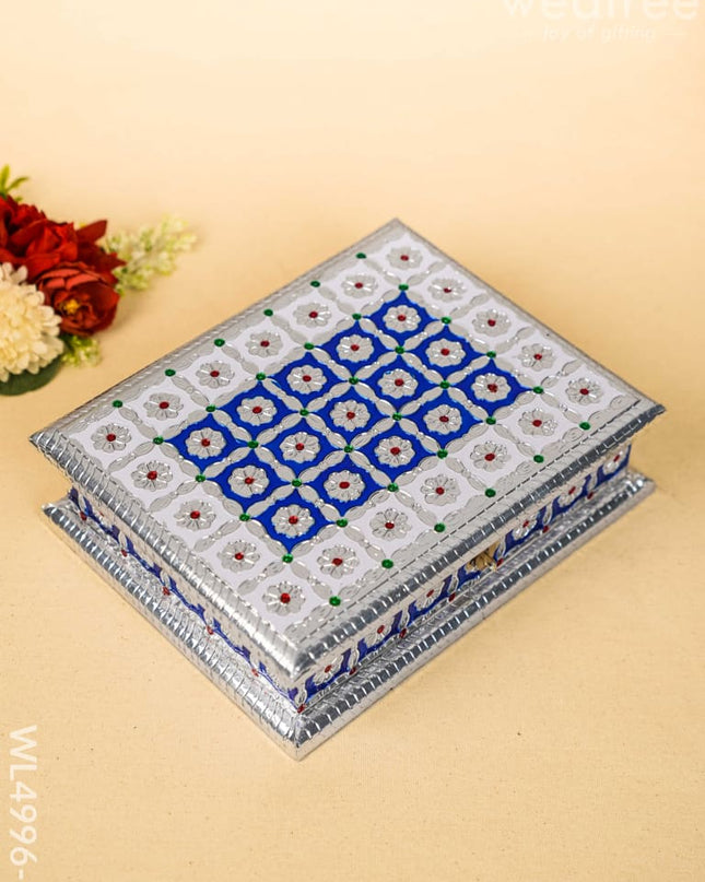 Meenakari Dry Fruit Box - Silver - WL4996-2 Dry Fruit Box