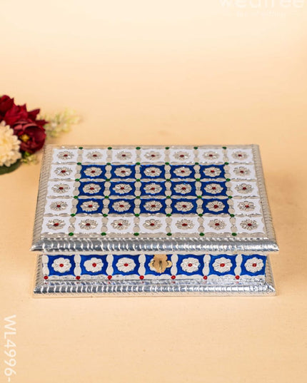 Meenakari Dry Fruit Box - Silver - WL4996-2 Dry Fruit Box