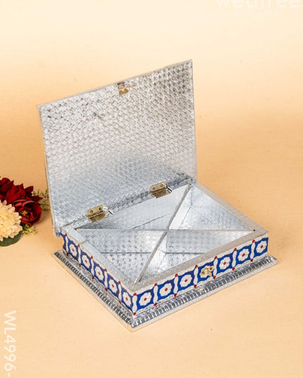 Meenakari Dry Fruit Box - Silver - WL4996-2 Dry Fruit Box