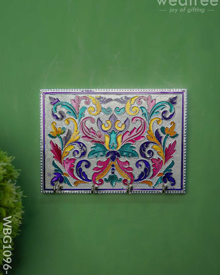 Meenakari Floral Key Hanger - Wbg1096 Silver Finish Hangers