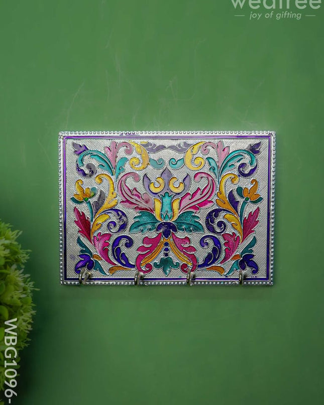 Meenakari Floral Key Hanger - Wbg1096 Silver Finish Hangers
