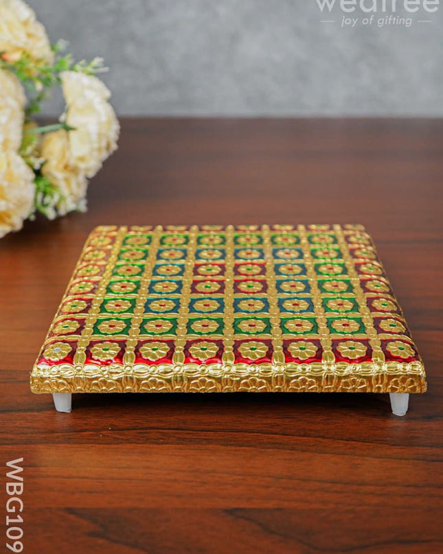 Multi Coloured Meenakari Manai - 8X8 Inch Wbg1098 Pooja Utilities