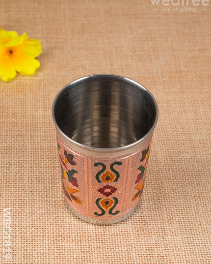 Meenakari Glass - Floral Design - Copper - WBG1819-2 - Utensils RG