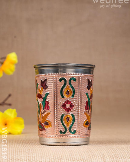 Meenakari Glass - Floral Design - Copper - WBG1819-2 - Utensils RG