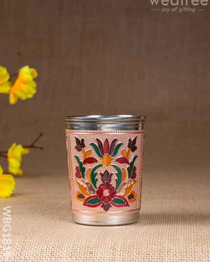 Meenakari Glass - Floral Design - Copper - WBG1819-2 - Utensils RG