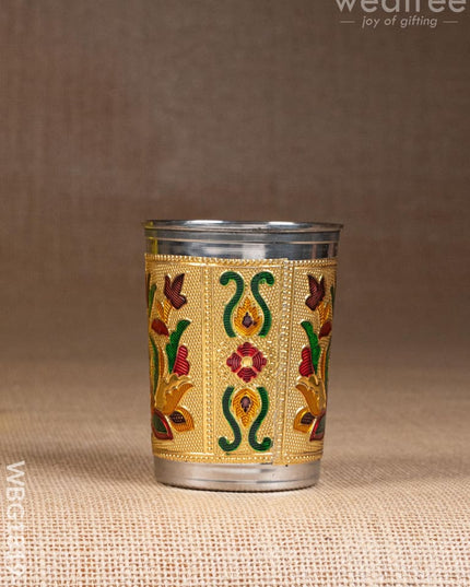 Meenakari Glass - Floral Design - Gold - WBG1819-1 - Utensils RG