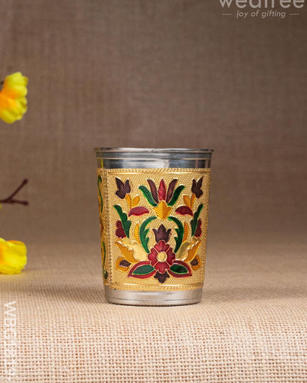Meenakari Glass - Floral Design - Gold - WBG1819-1 - Utensils RG
