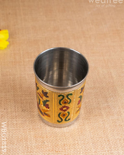 Meenakari Glass - Floral Design - Gold - WBG1819-1 - Utensils RG