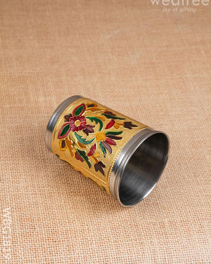 Meenakari Glass - Floral Design - Gold - WBG1819-1 - Utensils RG