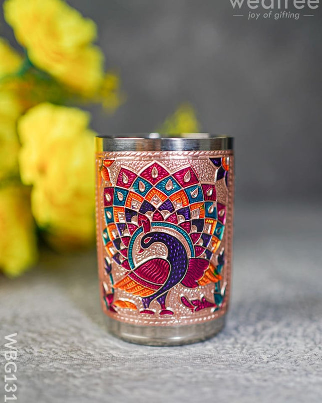 Meenakari Glass - Peacock Design Copper Finish Wbg1310 Utensils