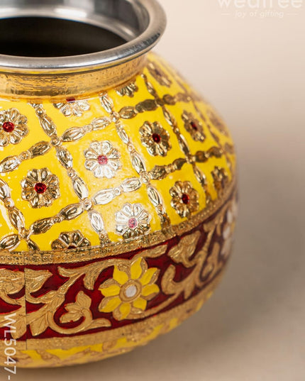 Meenakari Kudam - 7 inch - Yellow - WL5047-1 Wedding Essentials