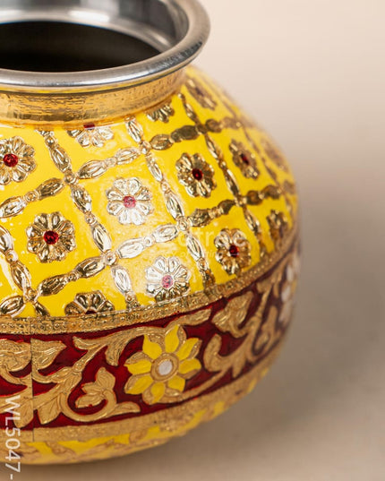 Meenakari Kudam - 7 inch - Yellow - WL5047-1 Wedding Essentials