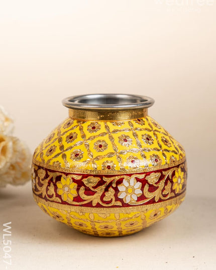 Meenakari Kudam - 7 inch - Yellow - WL5047-1 Wedding Essentials
