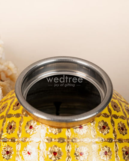 Meenakari Kudam - 7 inch - Yellow - WL5047-1 Wedding Essentials