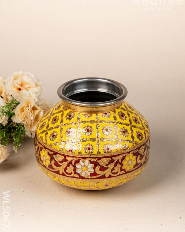 Meenakari Kudam - 7 inch - Yellow - WL5047-1 Wedding Essentials