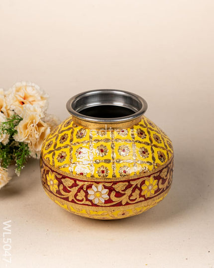 Meenakari Kudam - 7 inch - Yellow - WL5047-1 Wedding Essentials