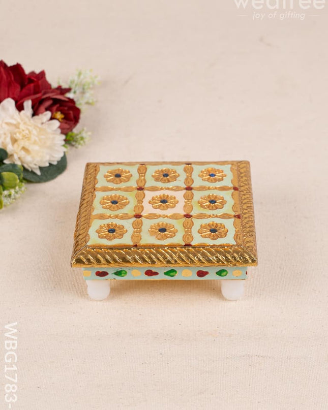 Meenakari Manai - 5x5 inch - Green - WBG1783-3 - Manai RG