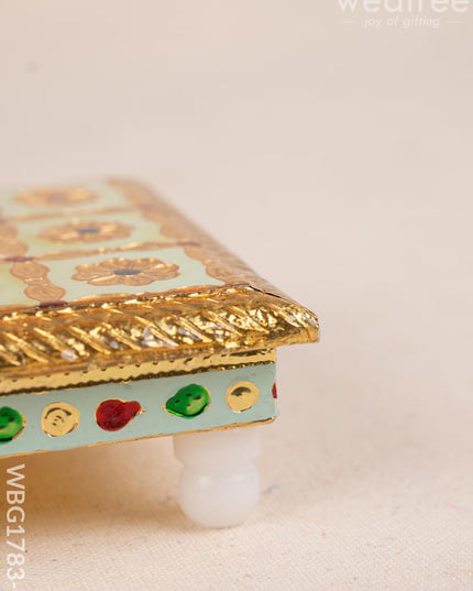 Meenakari Manai - 5x5 inch - Green - WBG1783-3 - Manai RG