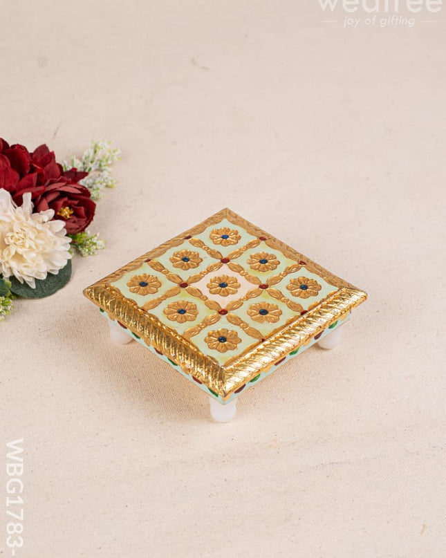 Meenakari Manai - 5x5 inch - Green - WBG1783-3 - Manai RG