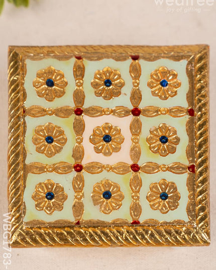 Meenakari Manai - 5x5 inch - Green - WBG1783-3 - Manai RG