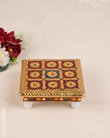 Meenakari Manai - 5x5 inch - Red - WBG1783-1 - Manai RG