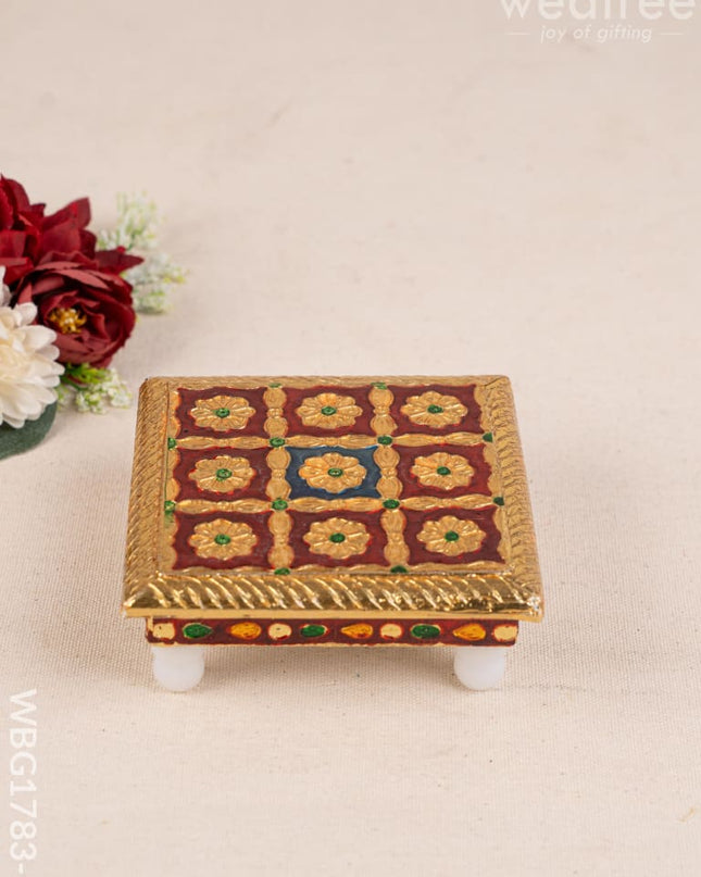 Meenakari Manai - 5x5 inch - Red - WBG1783-1 - Manai RG
