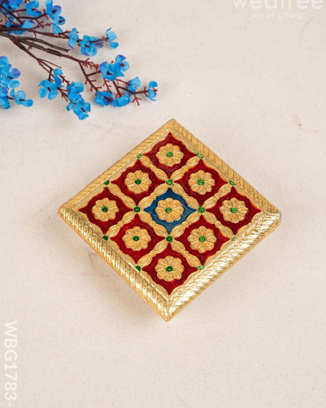 Meenakari Manai - 5x5 inch - Red - WBG1783-1 - Manai RG