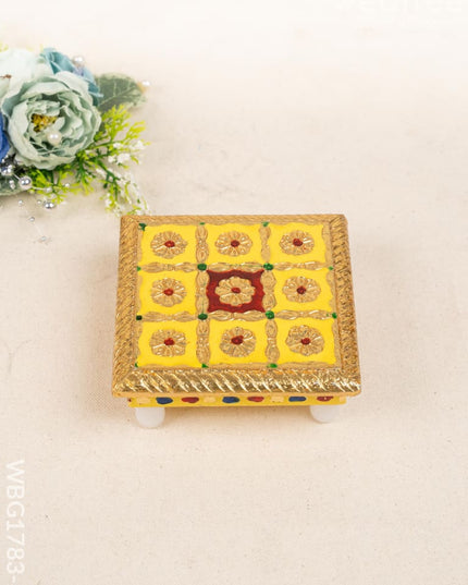 Meenakari Manai - 5x5 inch - Yellow - WBG1783-2 - Manai RG