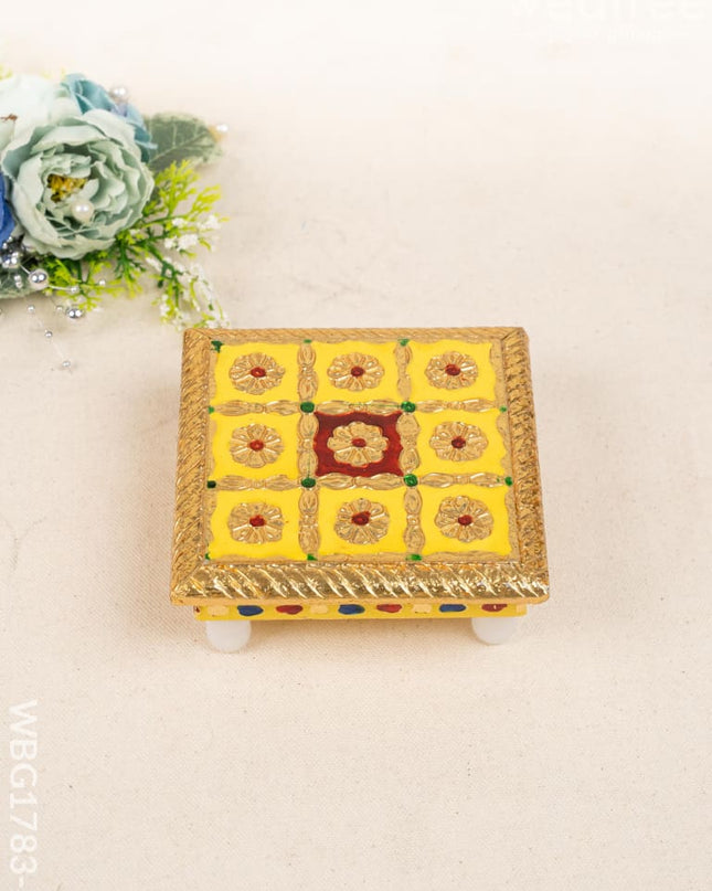 Meenakari Manai - 5x5 inch - Yellow - WBG1783-2 - Manai RG