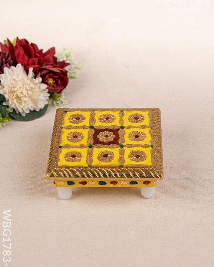 Meenakari Manai - 5x5 inch - Yellow - WBG1783-2 - Manai RG