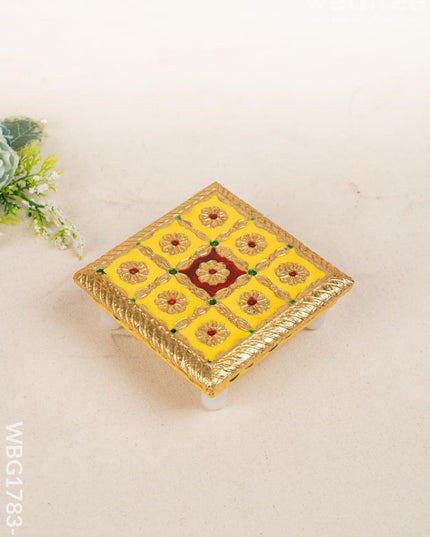 Meenakari Manai - 5x5 inch - Yellow - WBG1783-2 - Manai RG