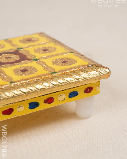 Meenakari Manai - 5x5 inch - Yellow - WBG1783-2 - Manai RG