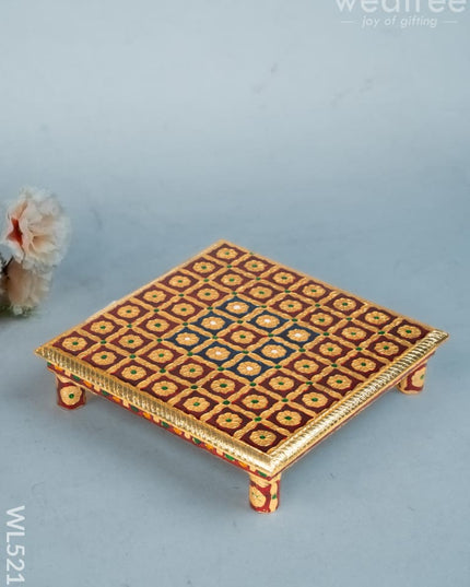 Meenakari Manai - Red - 10x10 inch - WL5219 - Meenakari Bajots & Manai
